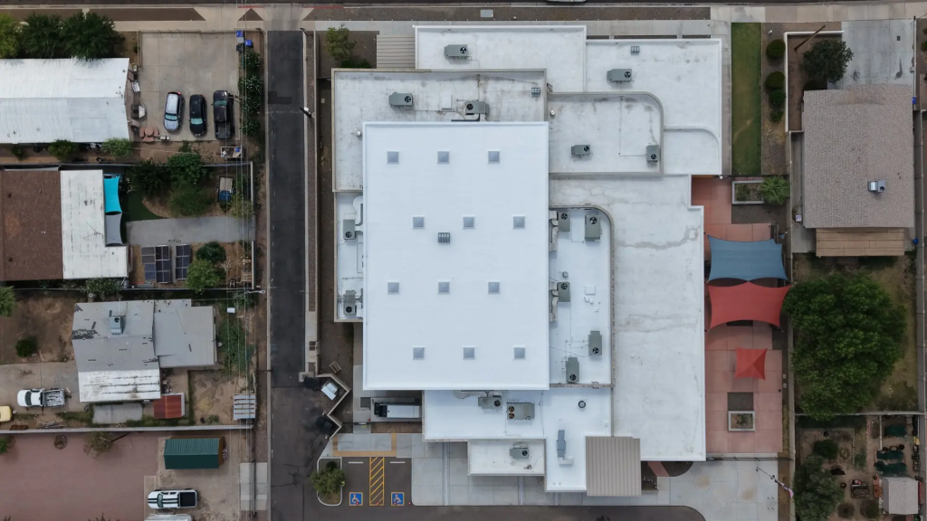 Commercial flat roof system on office building in Phoenix Arizona
